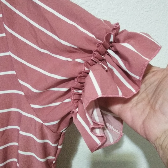 🚨50%off📦Shein Curve Dress Faux Wrap Knee Length Short Sleeve Pink 2X - Picture 8 of 12